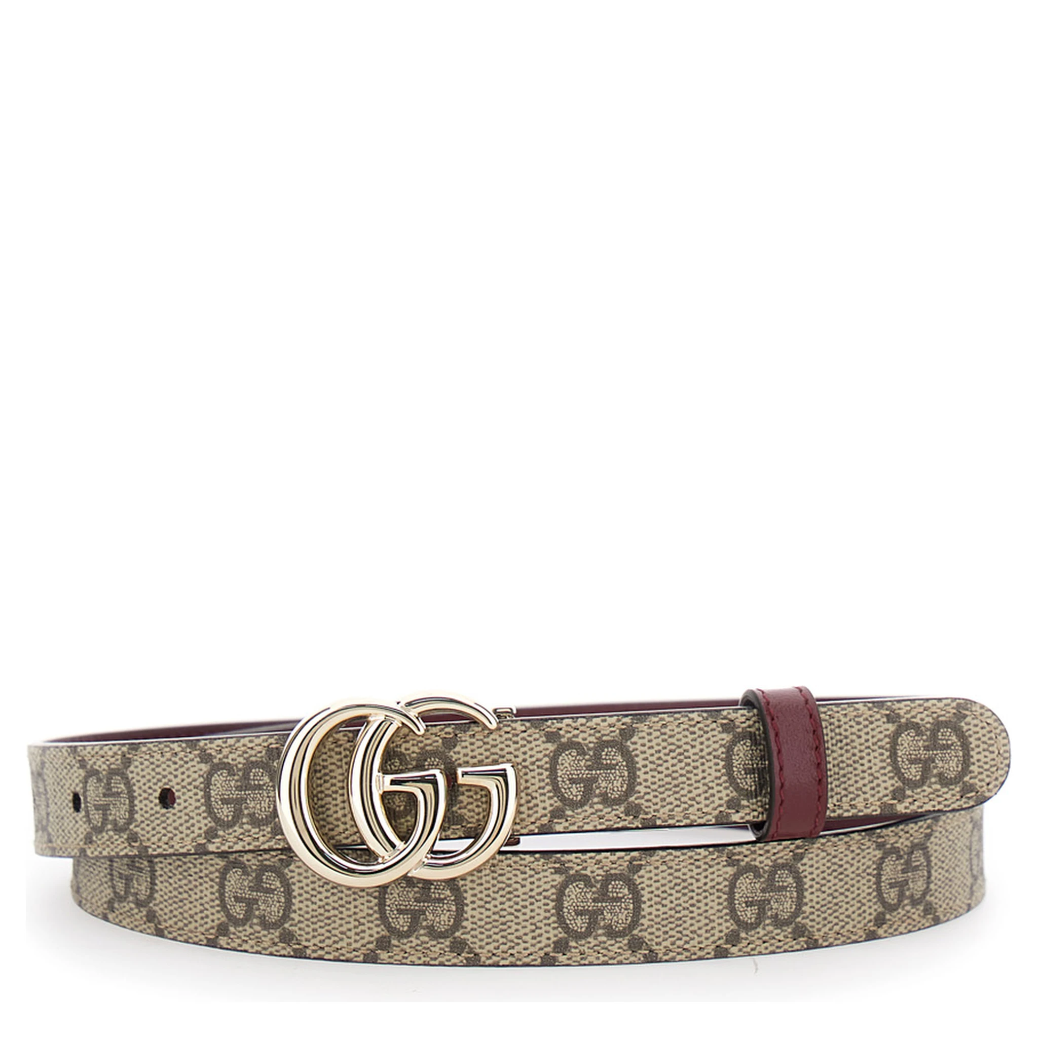 Beige Reversible Belt with GG Buckle in GG Canvas Woman