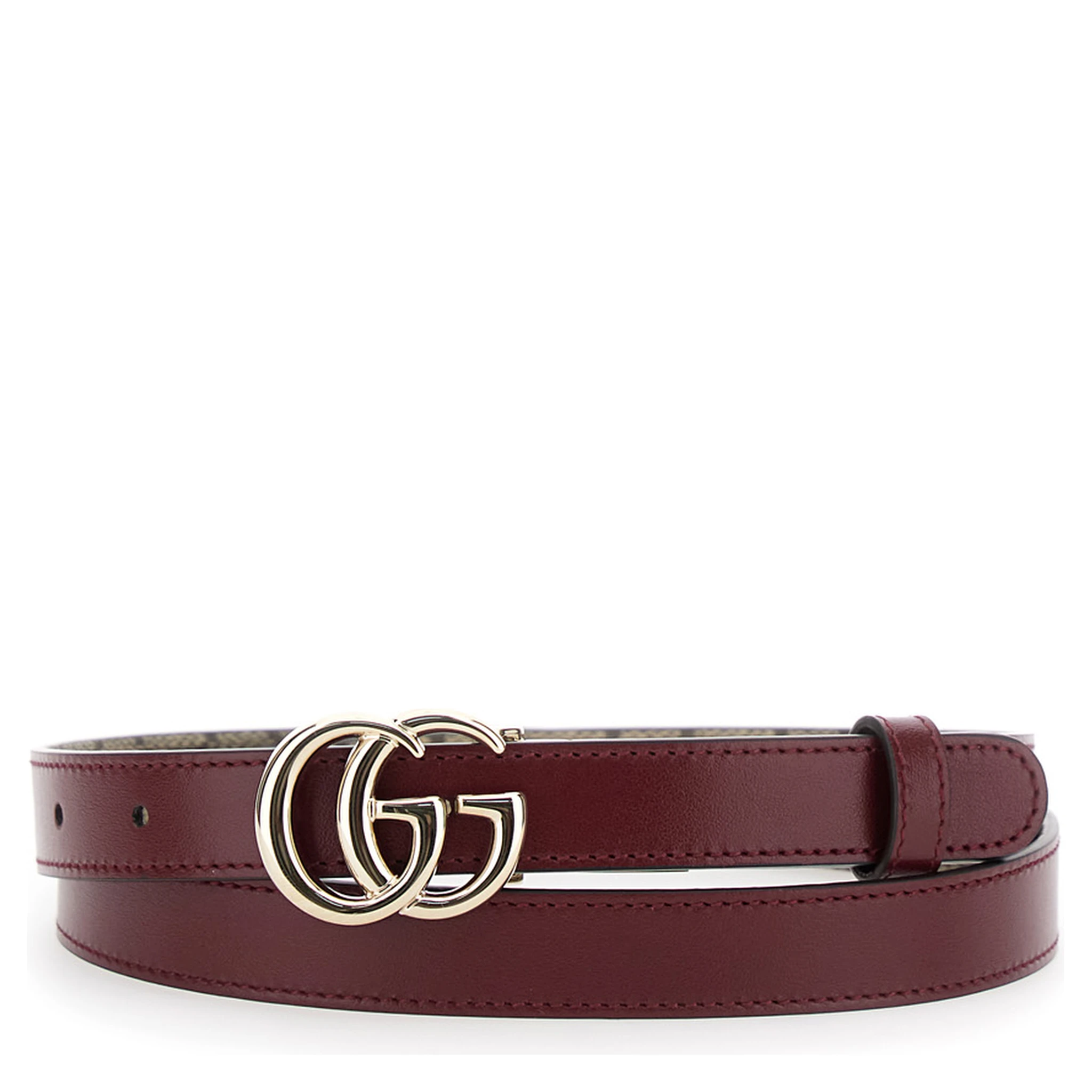 Beige Reversible Belt with GG Buckle in GG Canvas Woman