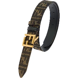 Black and Brown FF Reversible Belt with Logo Buckle in Leather Woman