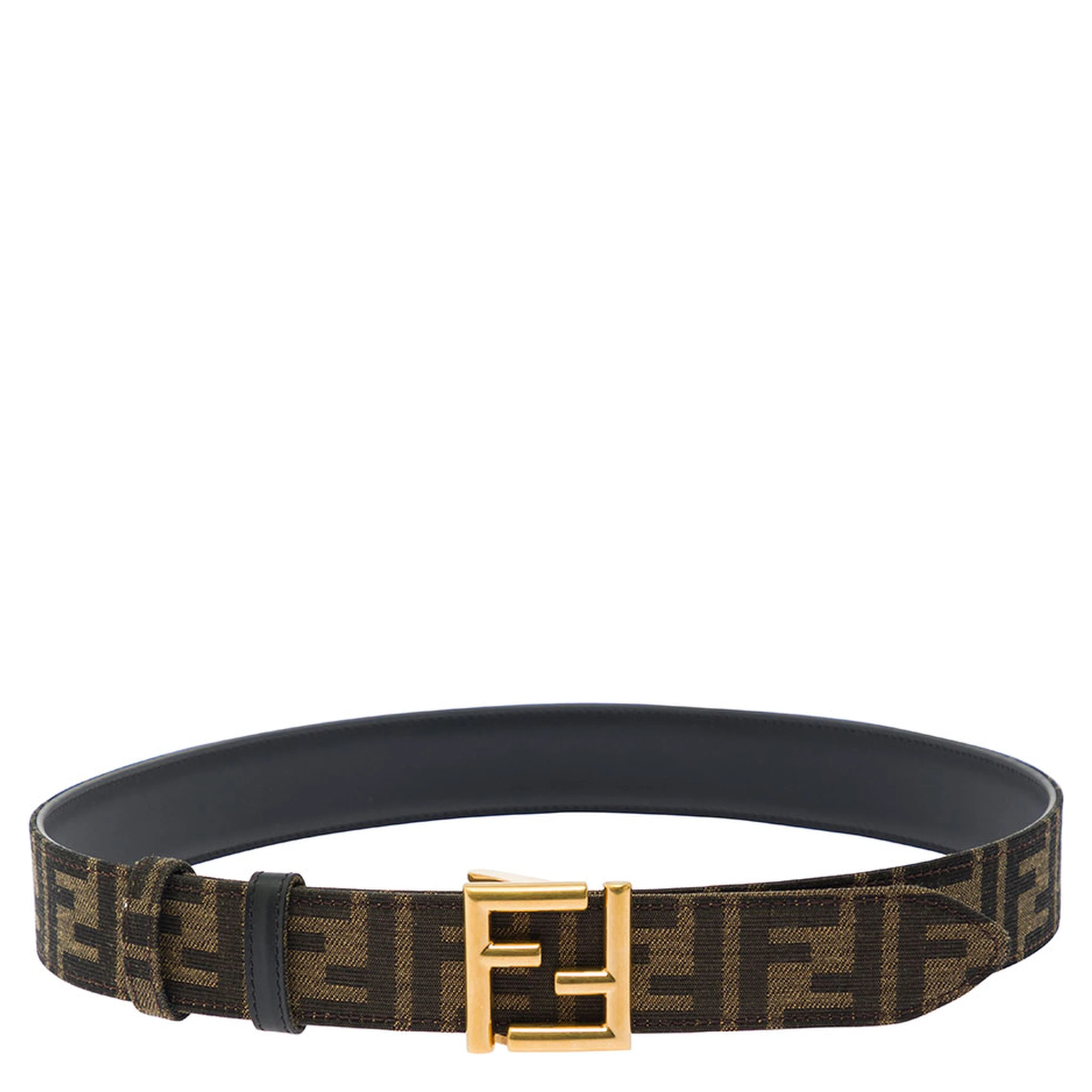Black and Brown FF Reversible Belt with Logo Buckle in Leather Woman