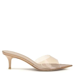 Beige Polyurethane Stiletto Heel Sandals