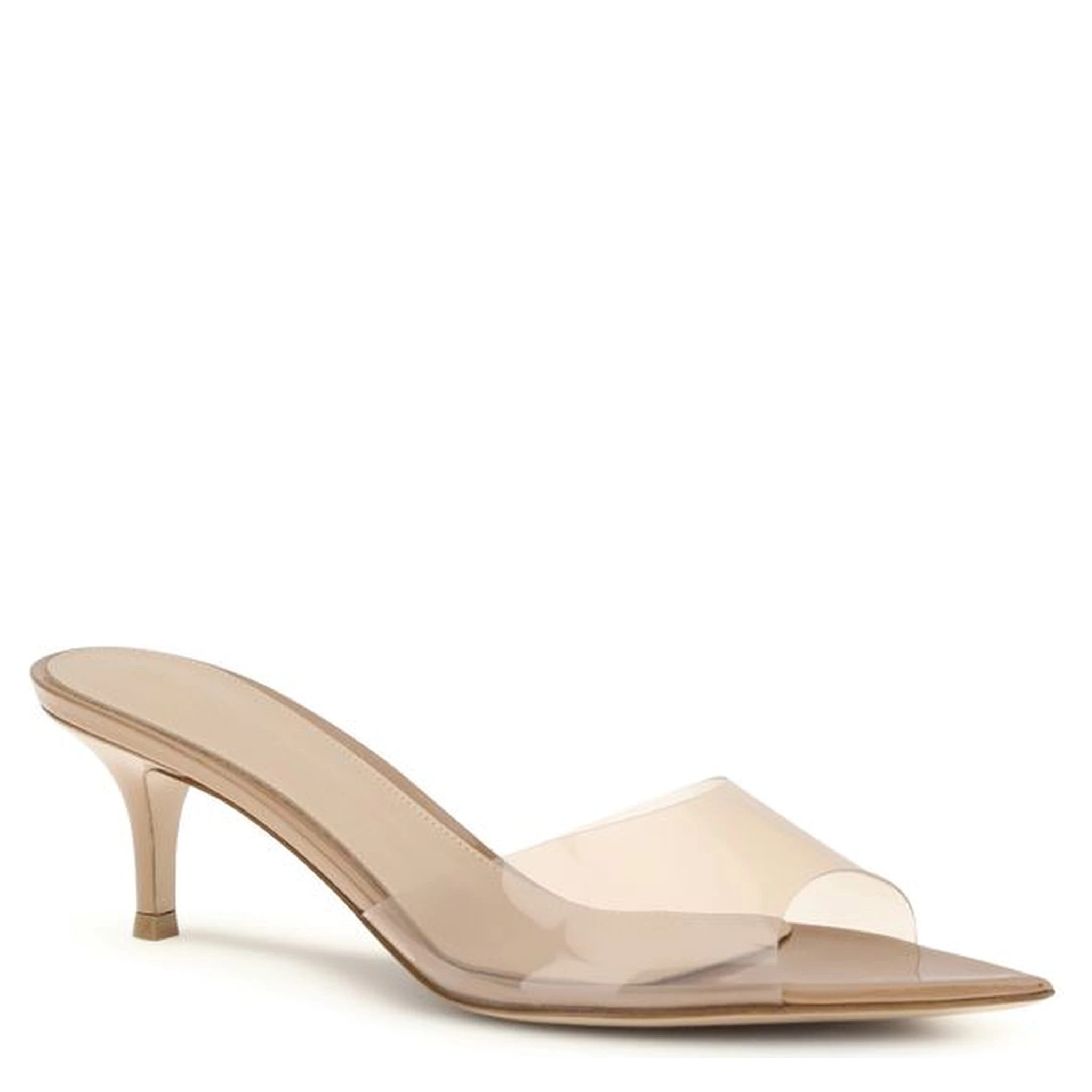 Beige Polyurethane Stiletto Heel Sandals