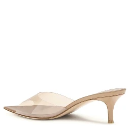Beige Polyurethane Stiletto Heel Sandals