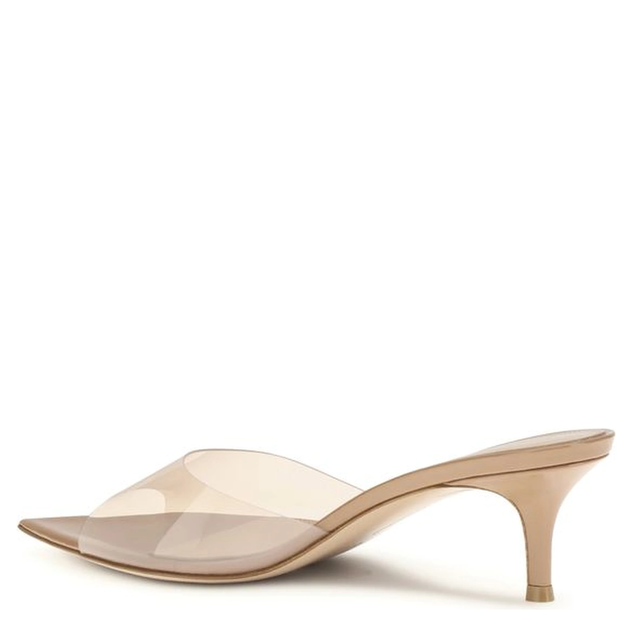 Beige Polyurethane Stiletto Heel Sandals