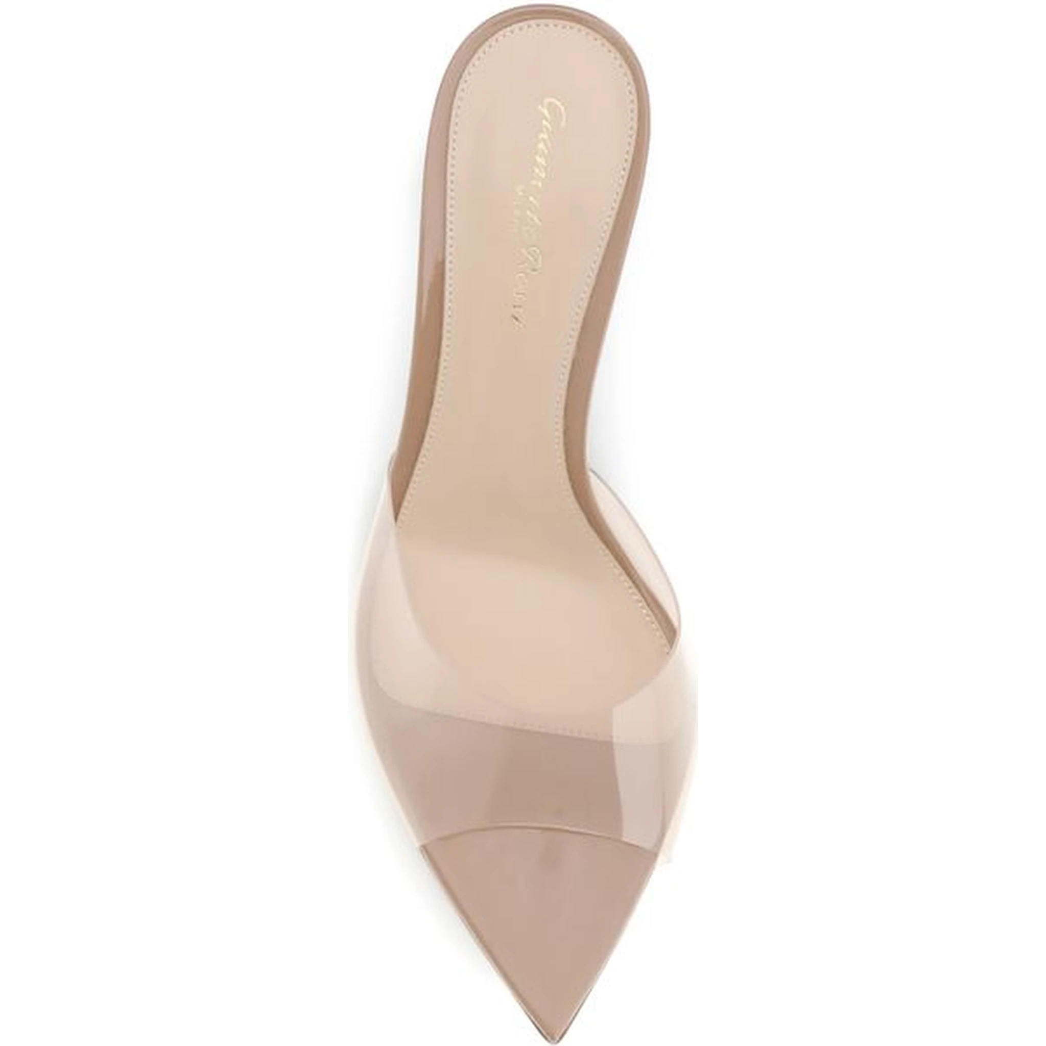 Beige Polyurethane Stiletto Heel Sandals
