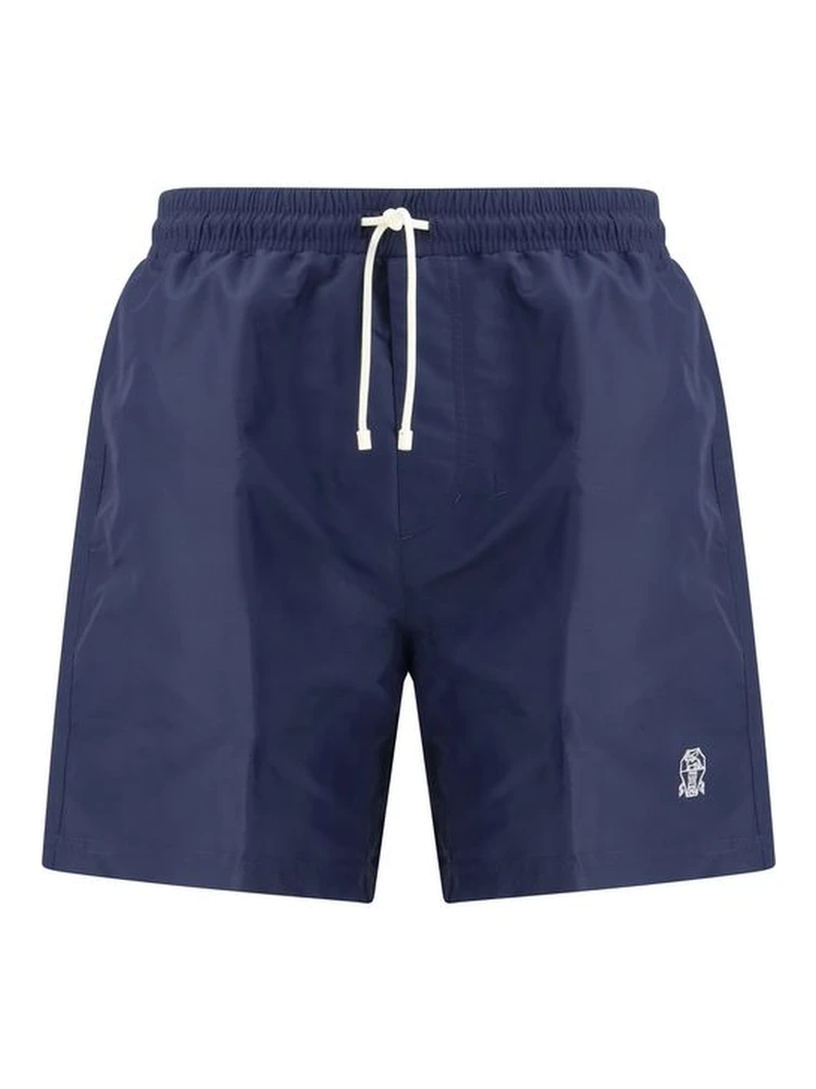 Blue Polyester Swim Shorts