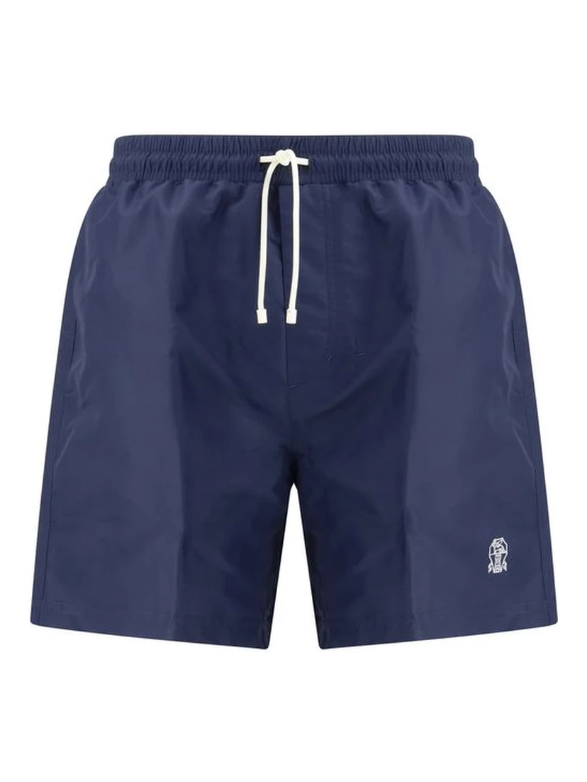 Blue Polyester Swim Shorts