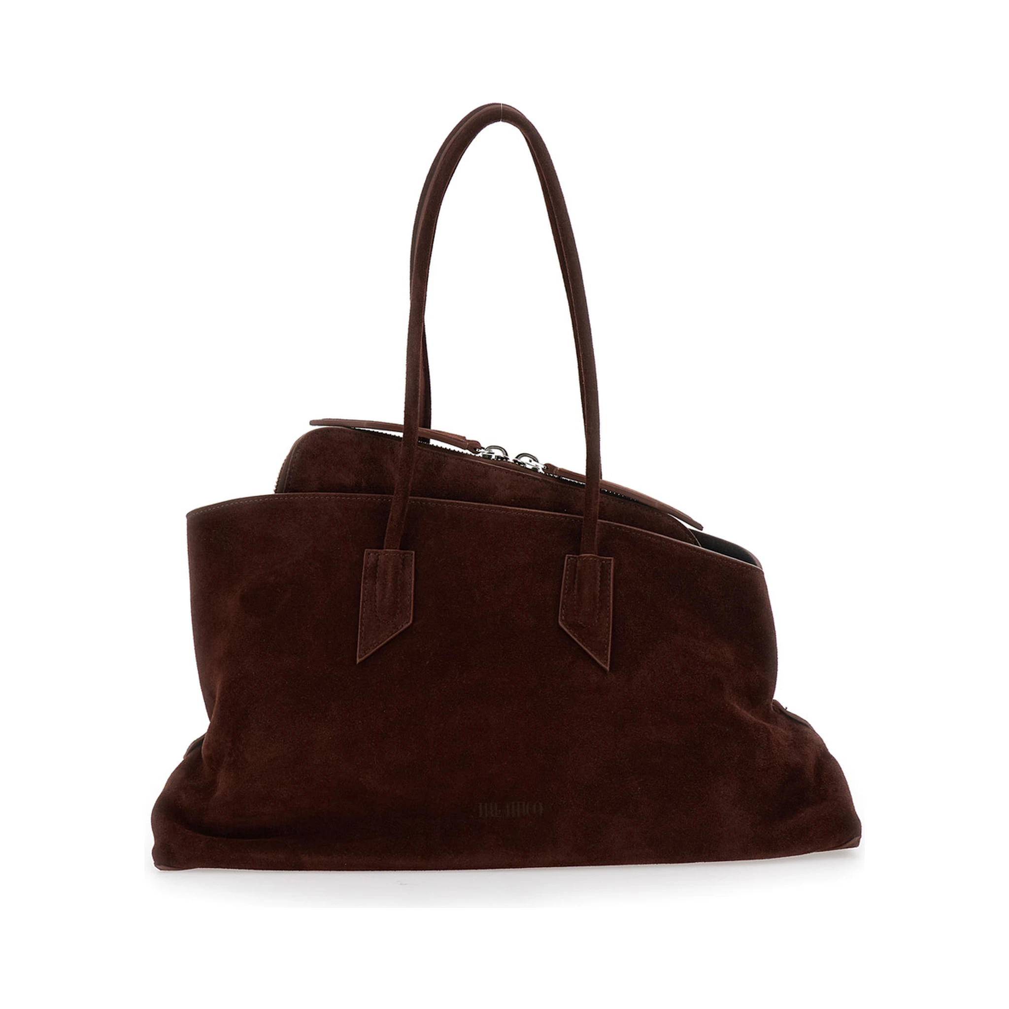 La Passeggiata Brown Shoulder Bag with Two Top Handles in Leather Suede Woman