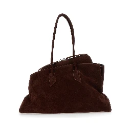 La Passeggiata Brown Shoulder Bag with Two Top Handles in Leather Suede Woman