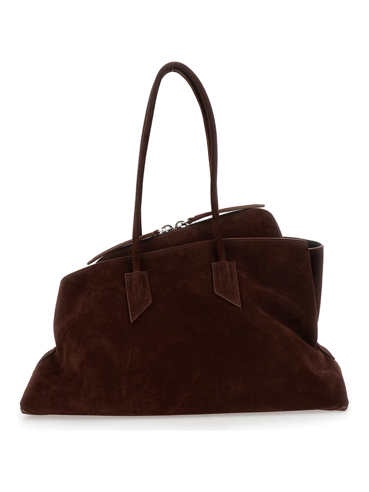 La Passeggiata Brown Shoulder Bag with Two Top Handles in Leather Suede Woman alternative