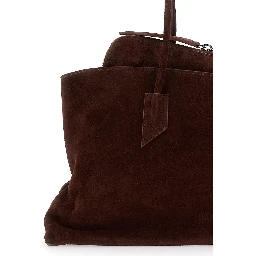 La Passeggiata Brown Shoulder Bag with Two Top Handles in Leather Suede Woman