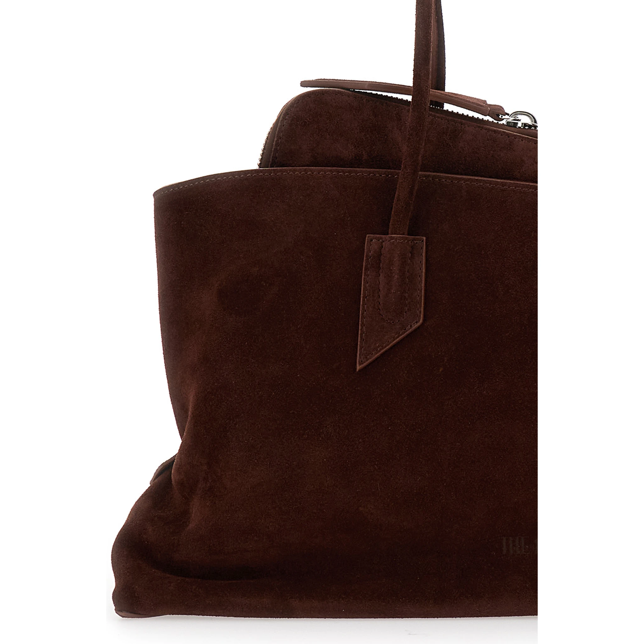 La Passeggiata Brown Shoulder Bag with Two Top Handles in Leather Suede Woman