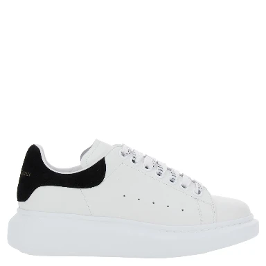 Black and White Low Top Sneakers with Logo Lettering on the Tongue and Contrasting Heel with Logo Lettering in Leather Woman