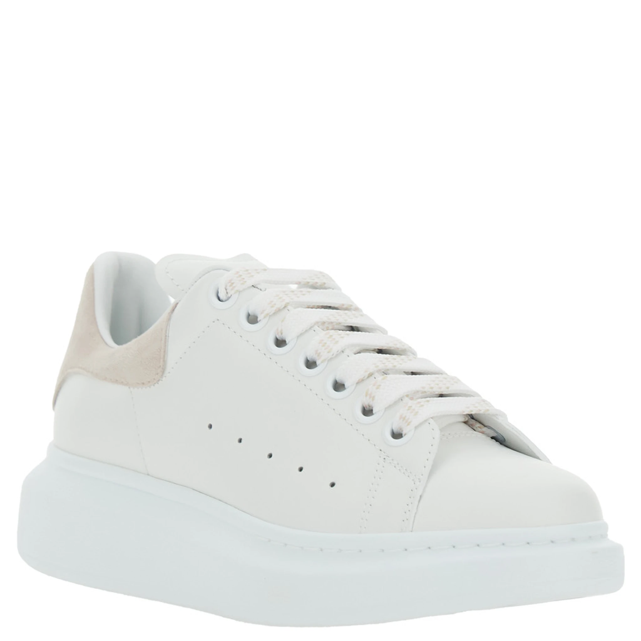 White Low Top Sneakers with Contrasting Heel with Logo Lettering in Leather Woman