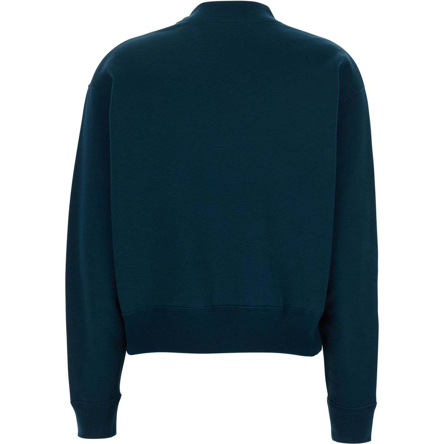 Blue Crewneck Sweatshirt with Logo Lettering Print in Cotton Woman