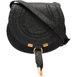Small Marcie Black Saddle Bag in Leather Woman