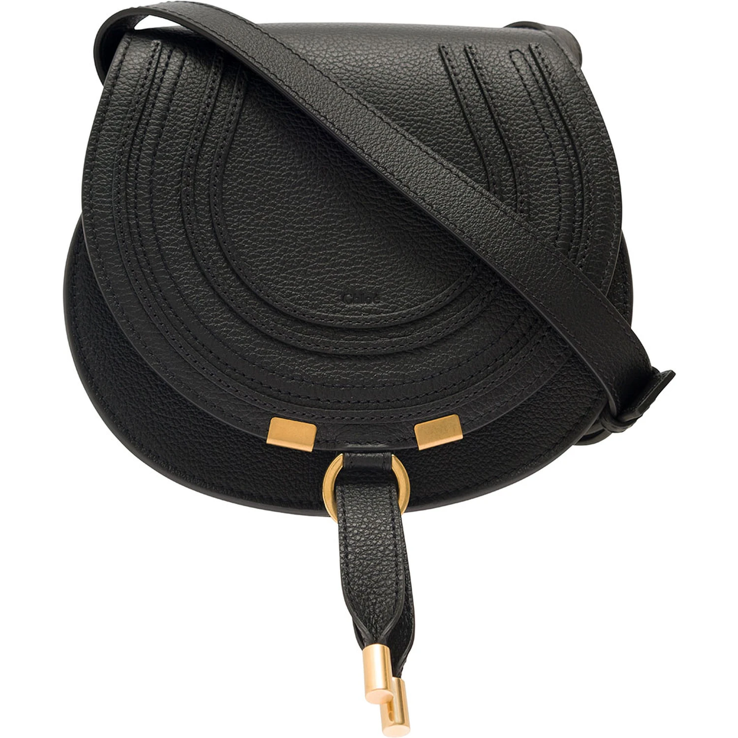 Small Marcie Black Saddle Bag in Leather Woman