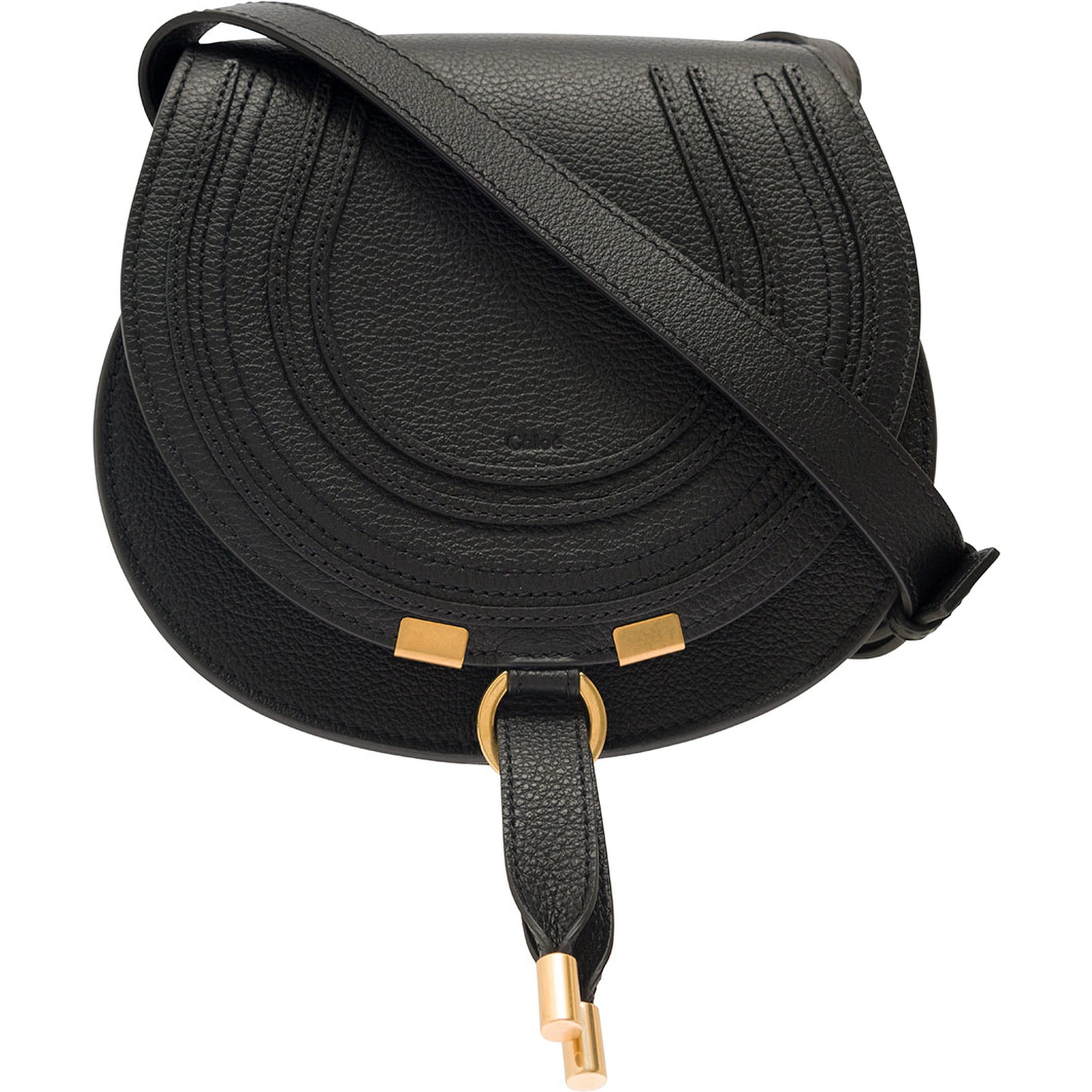 Small Marcie Black Saddle Bag in Leather Woman