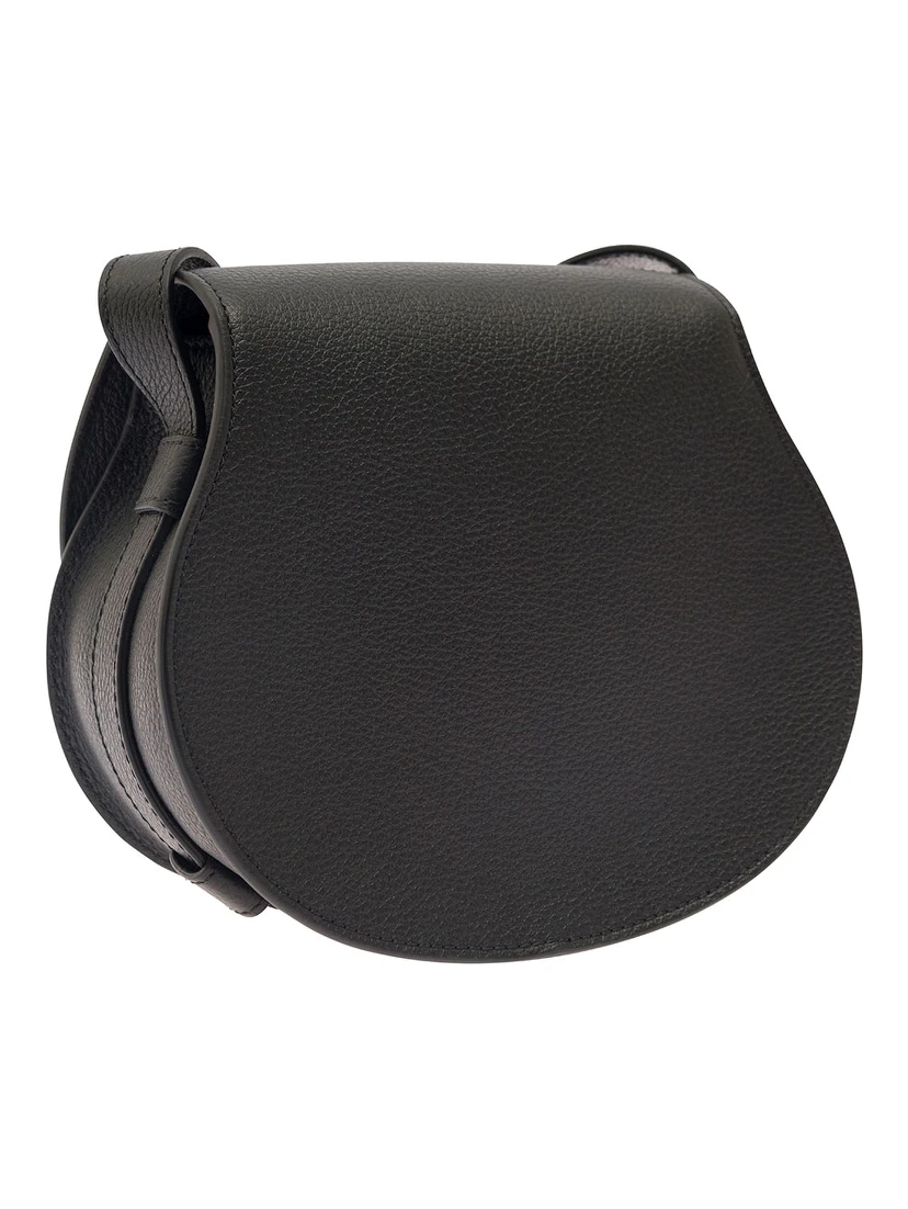 Small Marcie Black Saddle Bag in Leather Woman