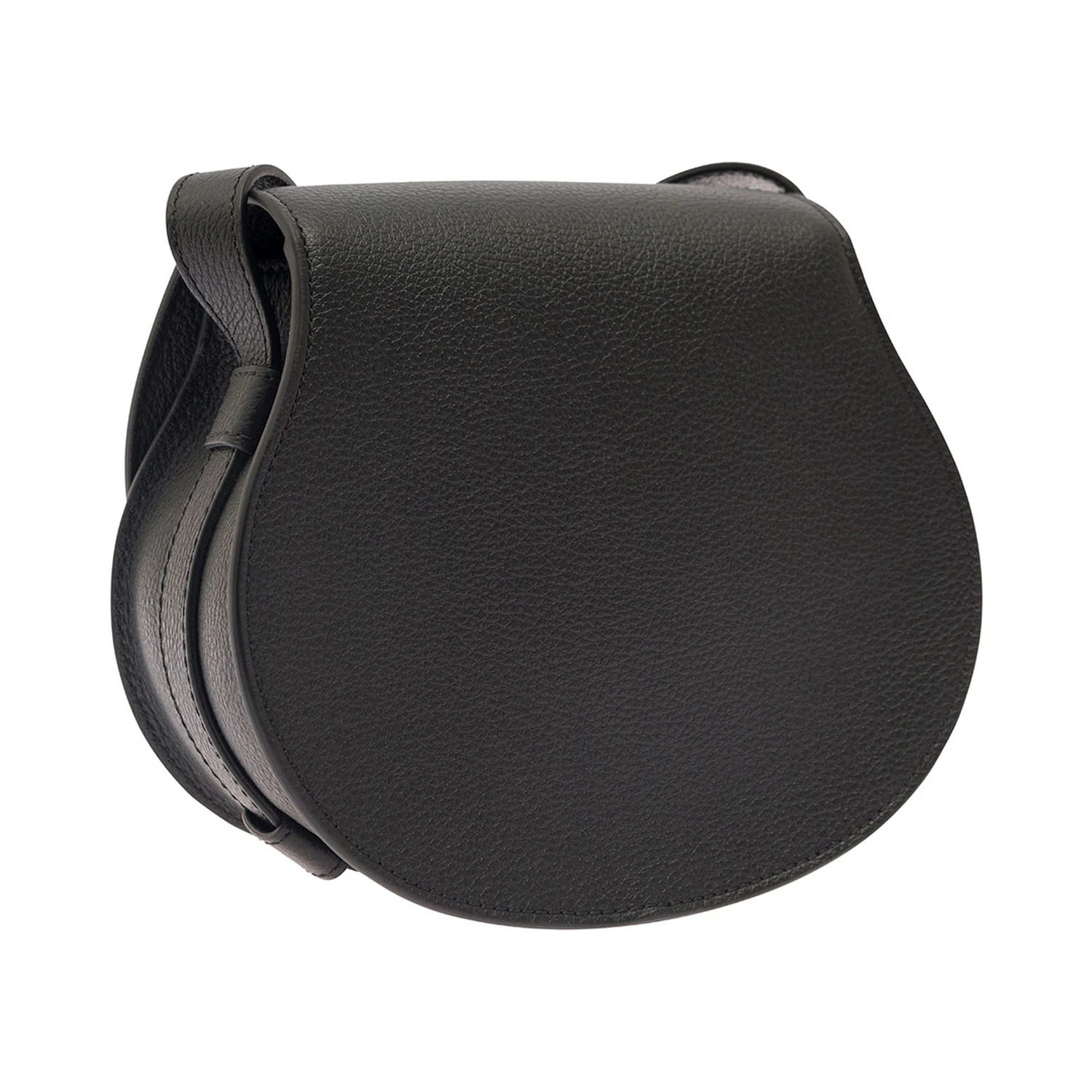 Small Marcie Black Saddle Bag in Leather Woman