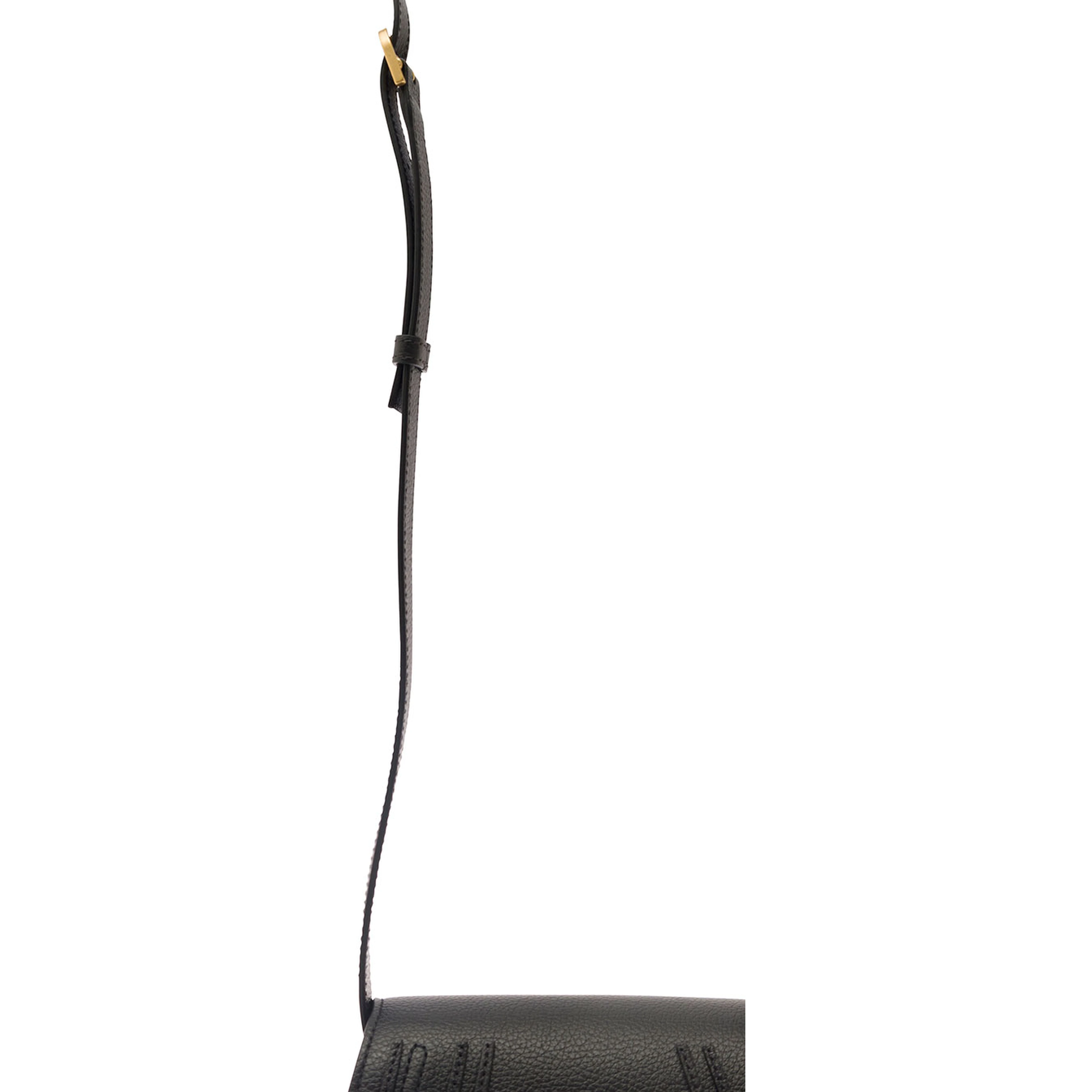 Small Marcie Black Saddle Bag in Leather Woman