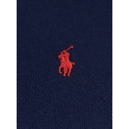 Blue Crewneck T-Shirt with Contrasting Logo Embrodery in Cotton Woman