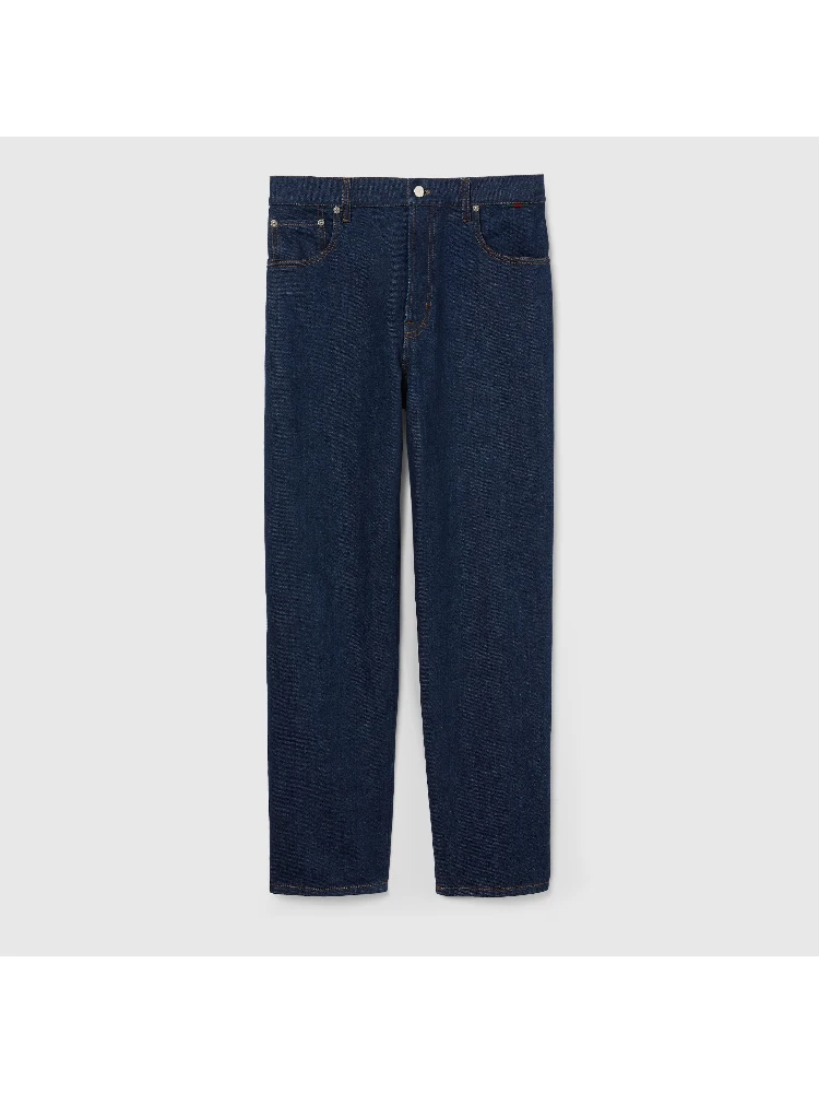 Slim-fit cotton denim pants