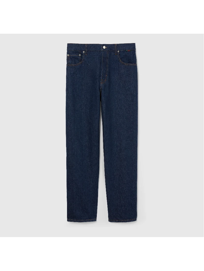 Slim-fit cotton denim pants
