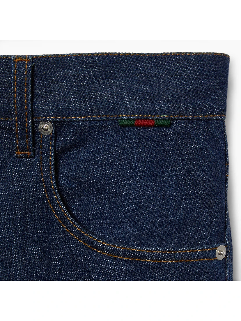 Slim-fit cotton denim pants