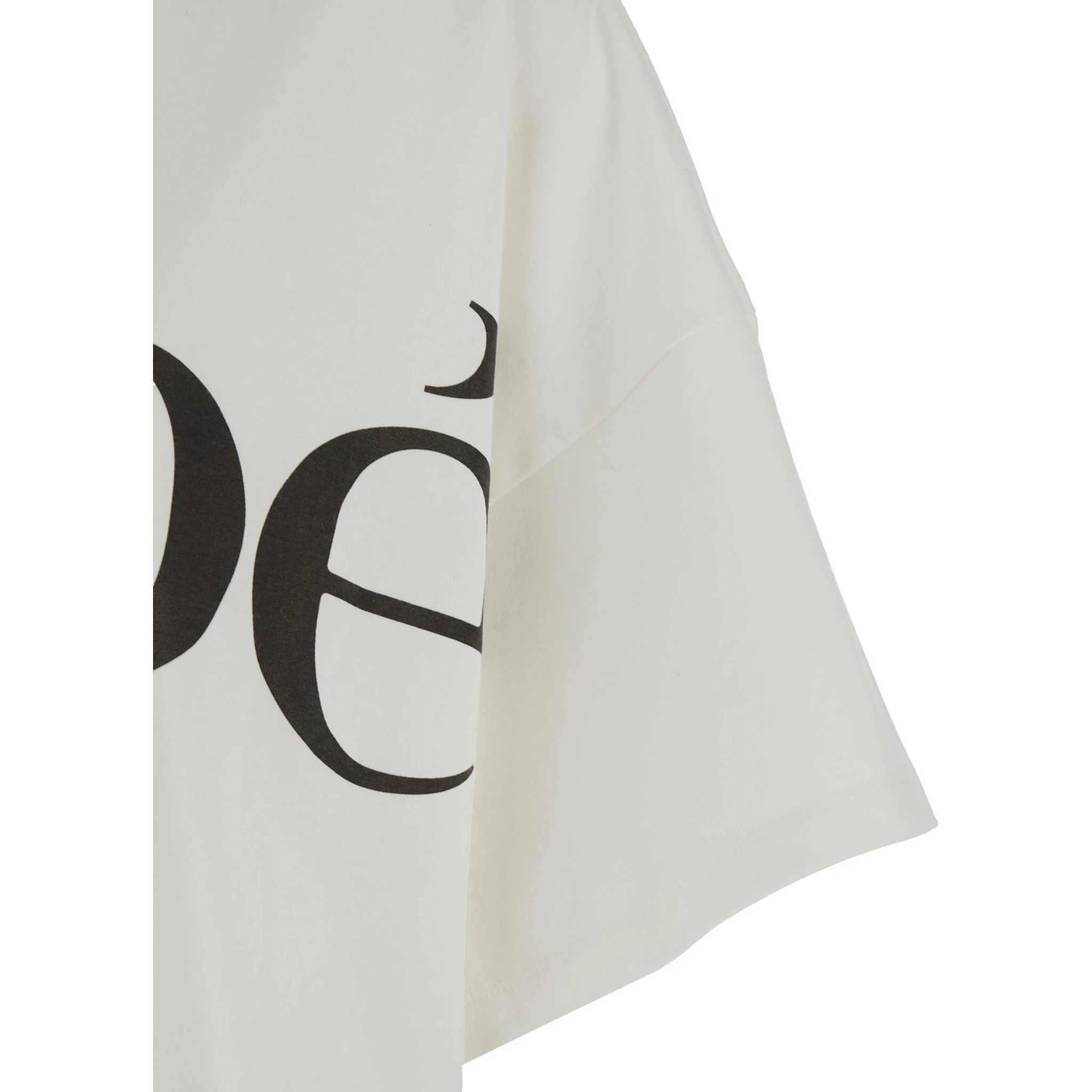 White Cropped T-Shirt with Logo Lettering Print in Cotton Woman