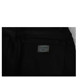 Black Mid Waist Slim Denim Cotton Stretch Jeans