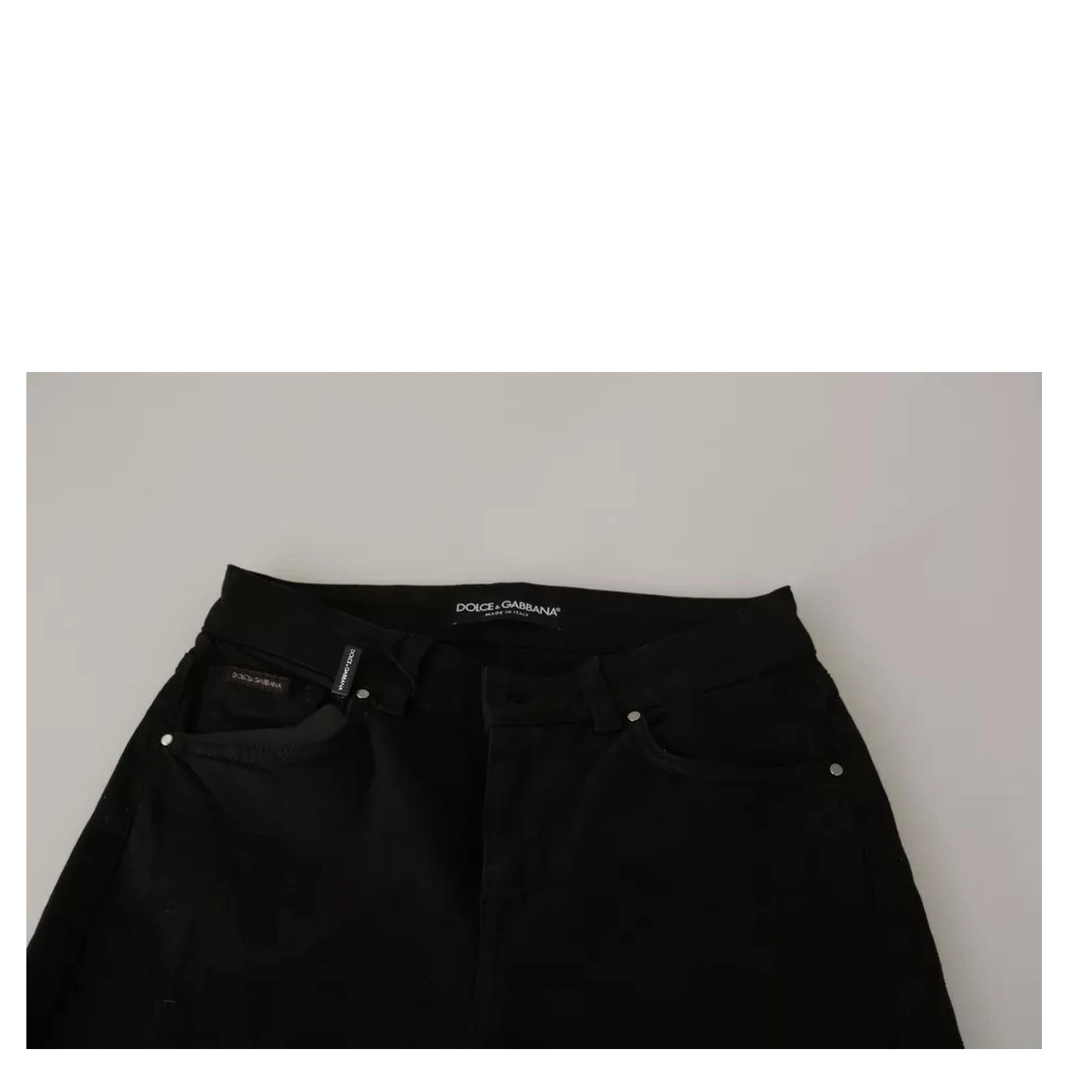 Black Mid Waist Slim Denim Cotton Stretch Jeans