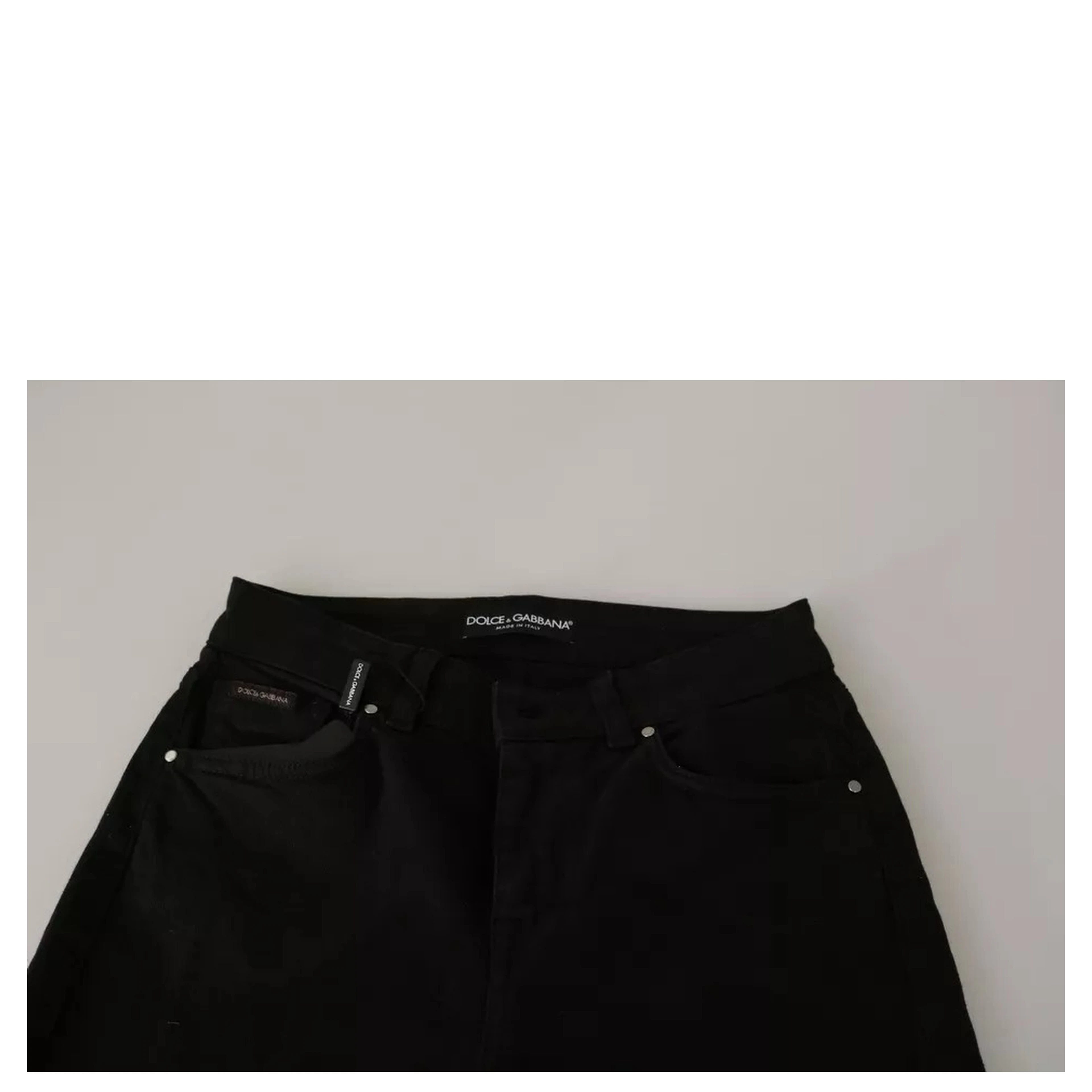 Black Mid Waist Slim Denim Cotton Stretch Jeans
