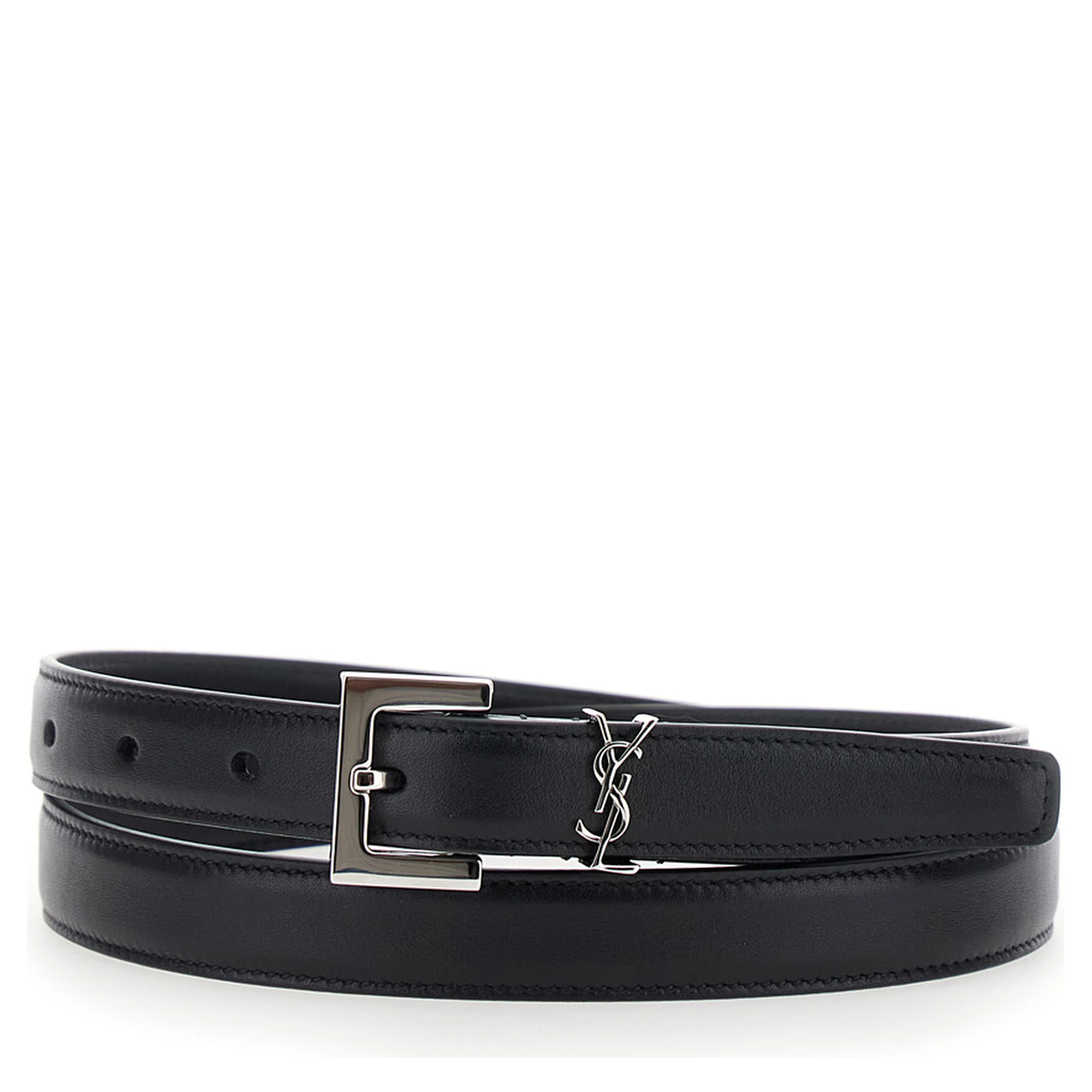 حزام أسود من الجلد للنساء، مزود بإبزيم مربع ولوحة كاساندرا