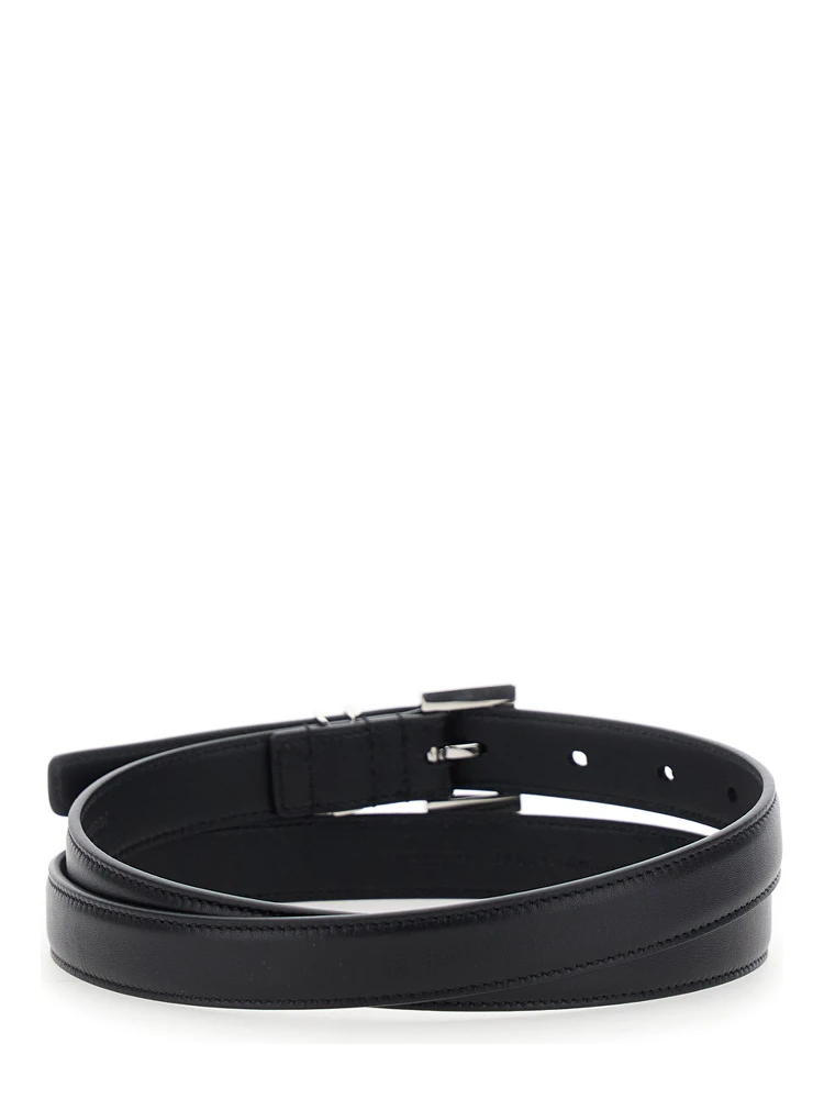 حزام أسود من الجلد للنساء، مزود بإبزيم مربع ولوحة كاساندرا alternative