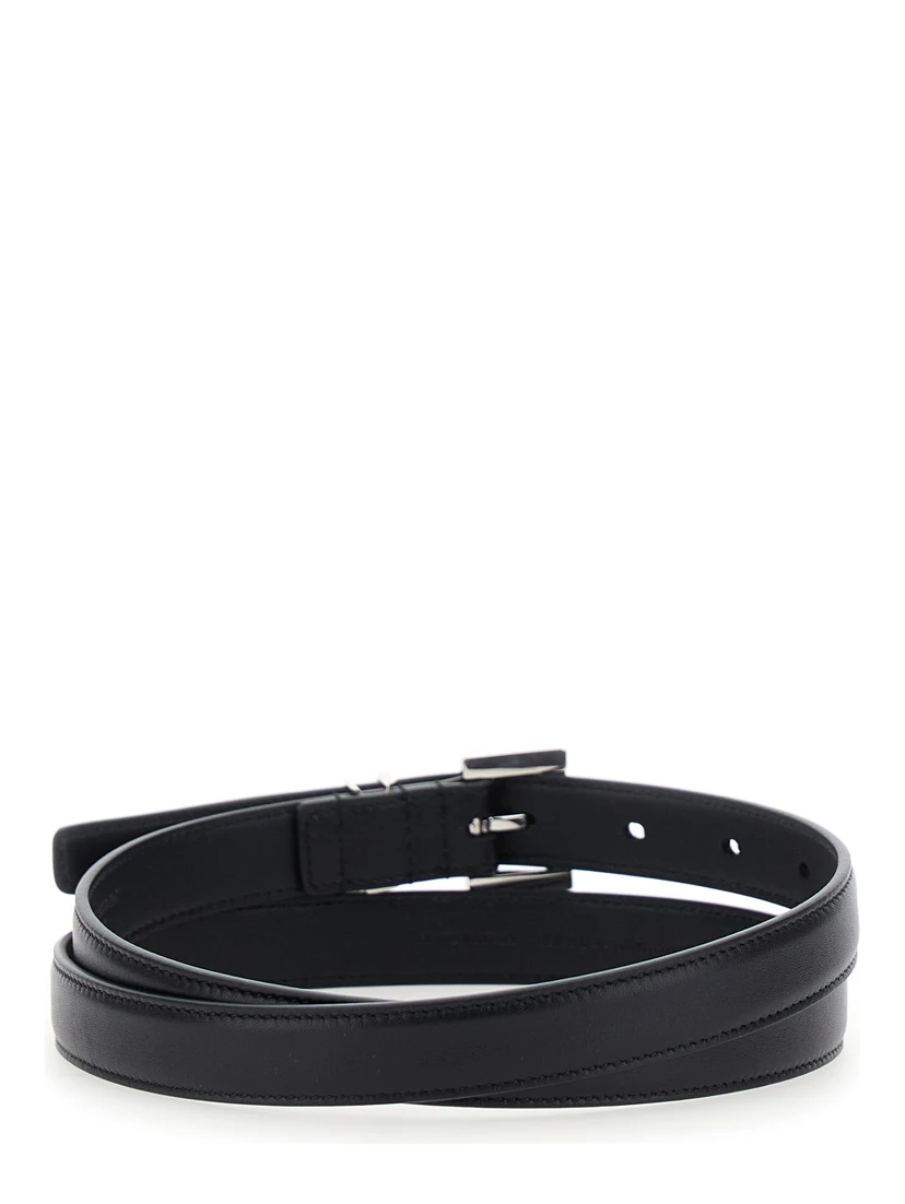 حزام أسود من الجلد للنساء، مزود بإبزيم مربع ولوحة كاساندرا