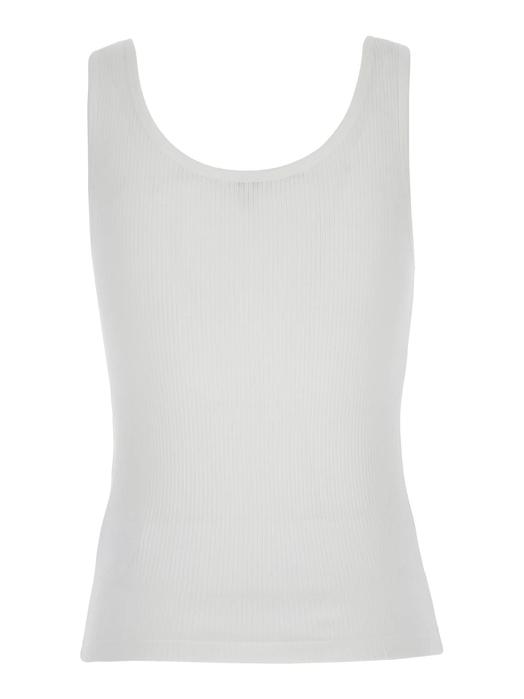 White Top with Logo Embroidered on the Front in Cotton Woman alternative