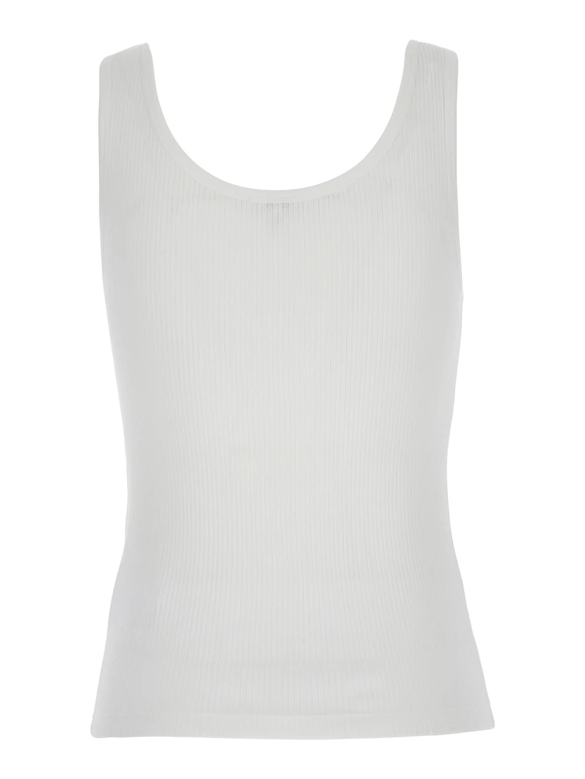 White Top with Logo Embroidered on the Front in Cotton Woman