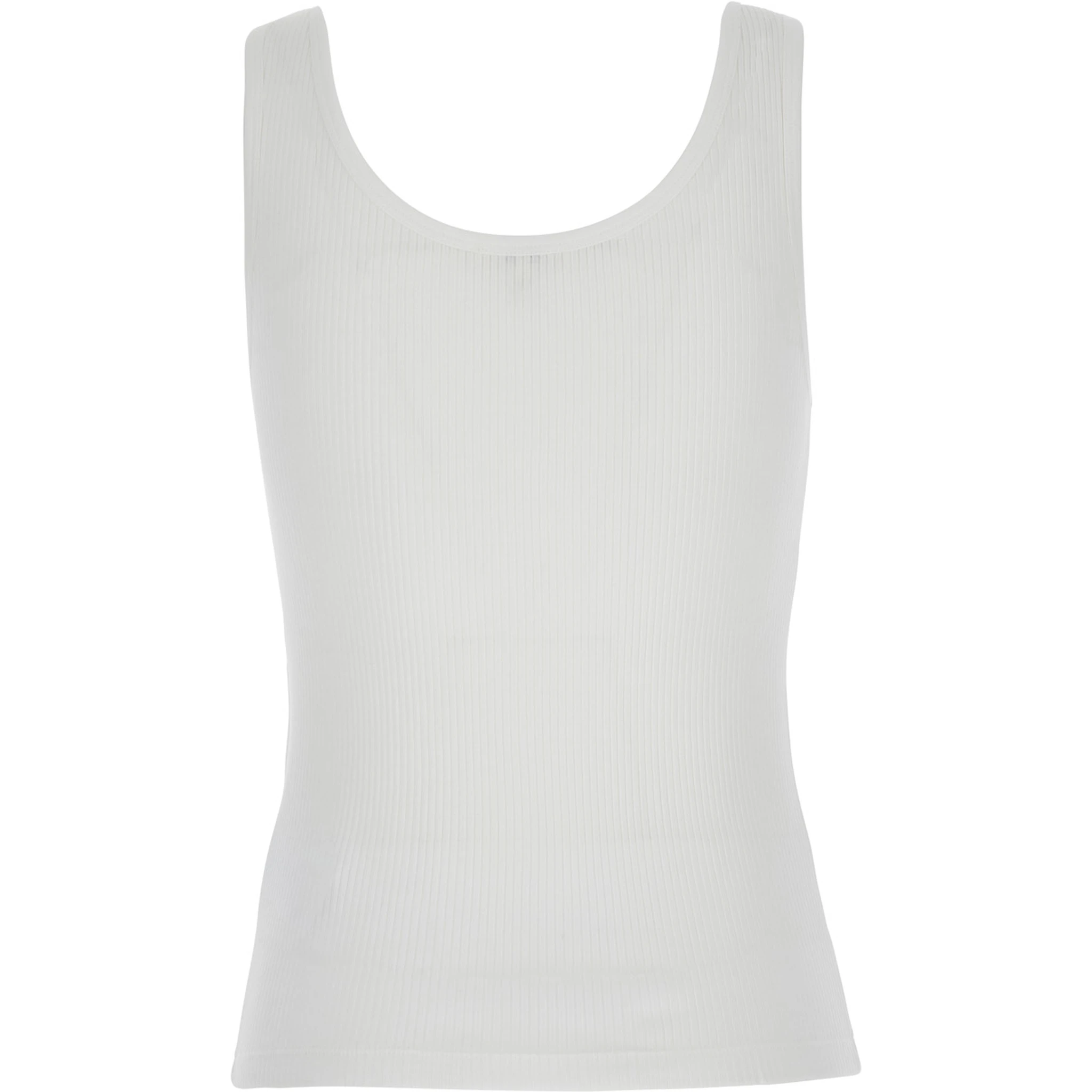 White Top with Logo Embroidered on the Front in Cotton Woman