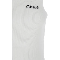 White Top with Logo Embroidered on the Front in Cotton Woman