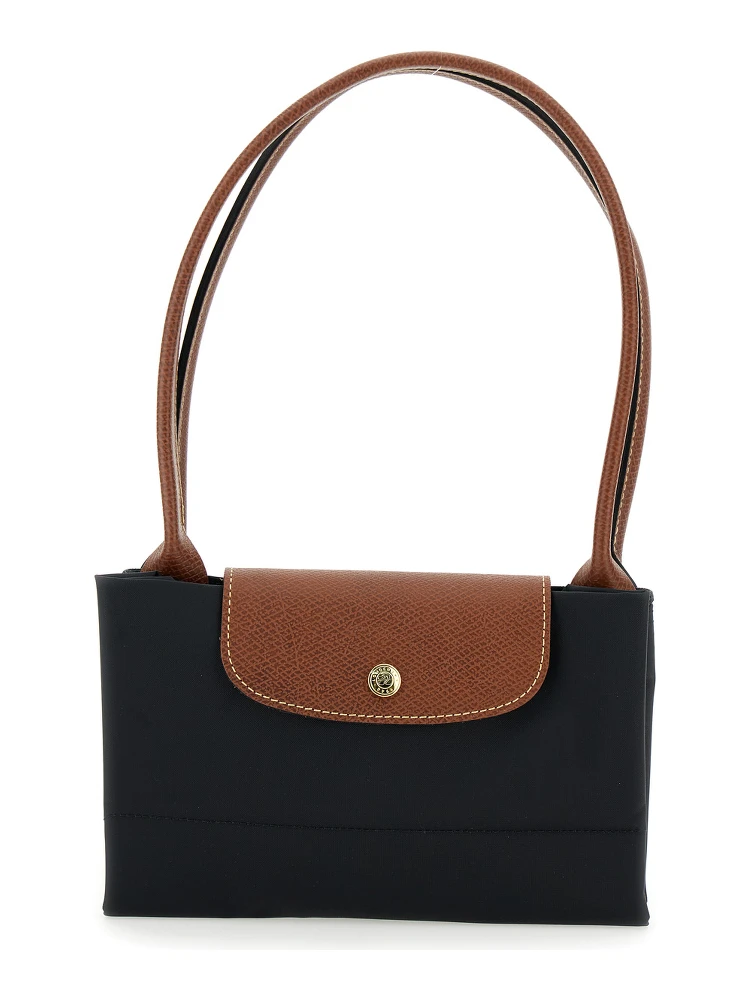 Le Pliage Original Black Shoulder Bag with Embossed Logo in Canvas Woman alternative