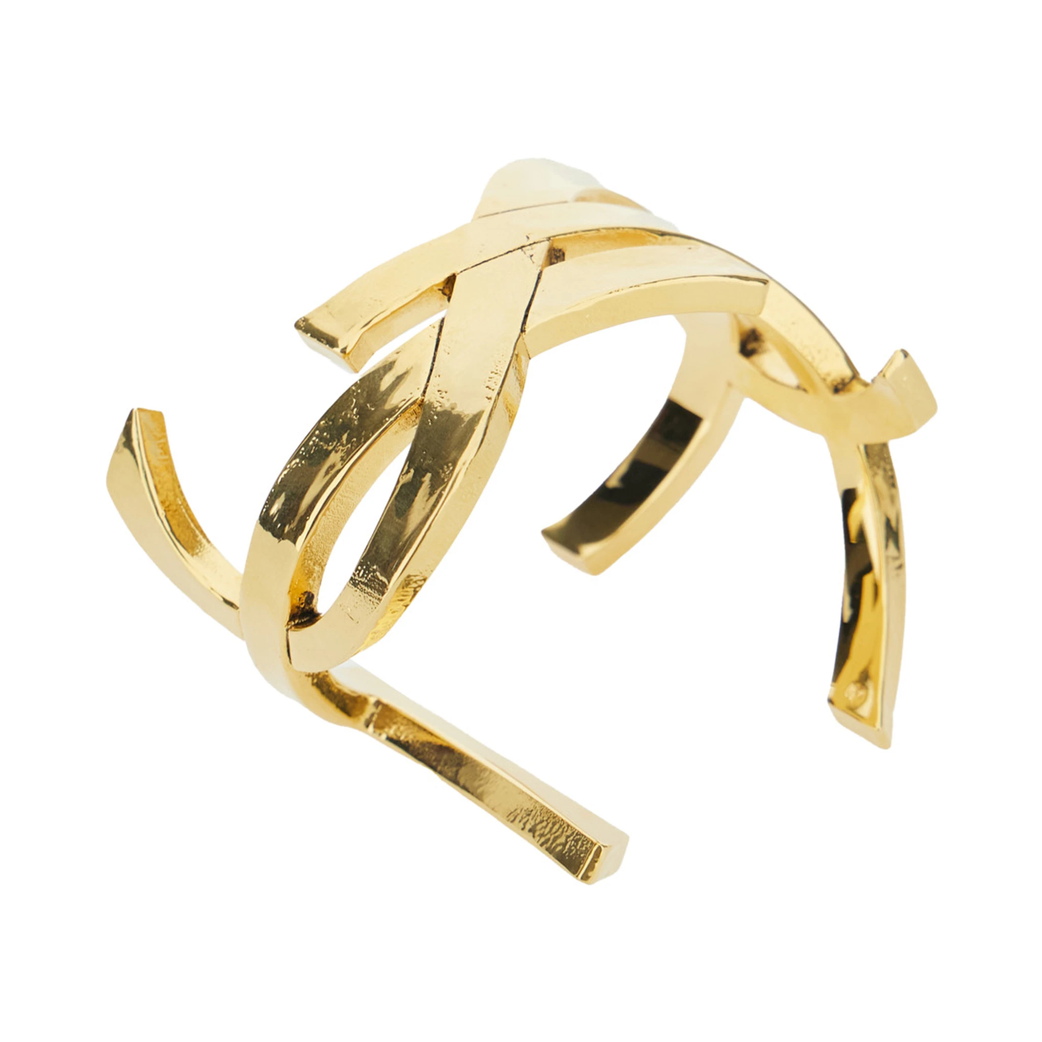 Gold Coloured Cuff Bracelet with Cassandre Silhouette in Metal Woman