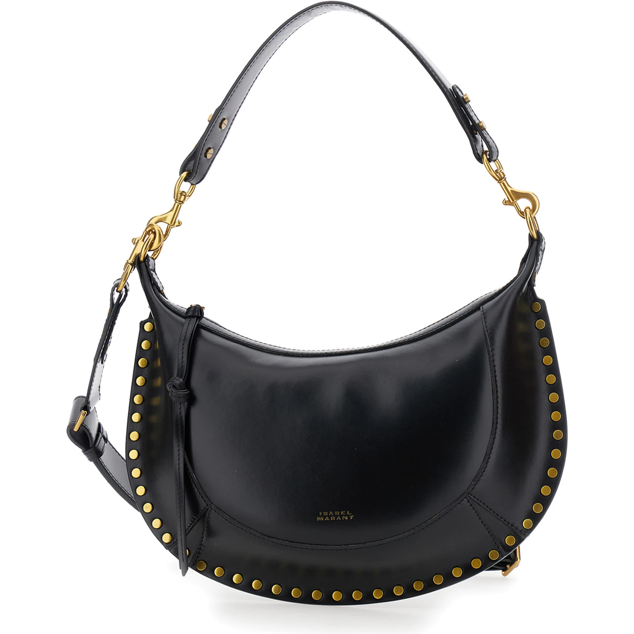Naoko Black Shoulder Bag with Embossed Logo Lettering on the Front and Removable Shoulder Strap in Leather Woman
