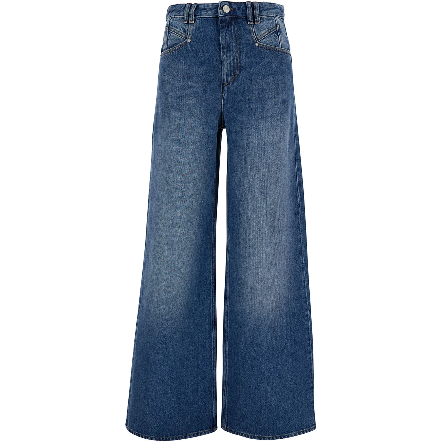 Lemony Light Blue Flared Jeans with Logo Patch in Cotton Denim Woman