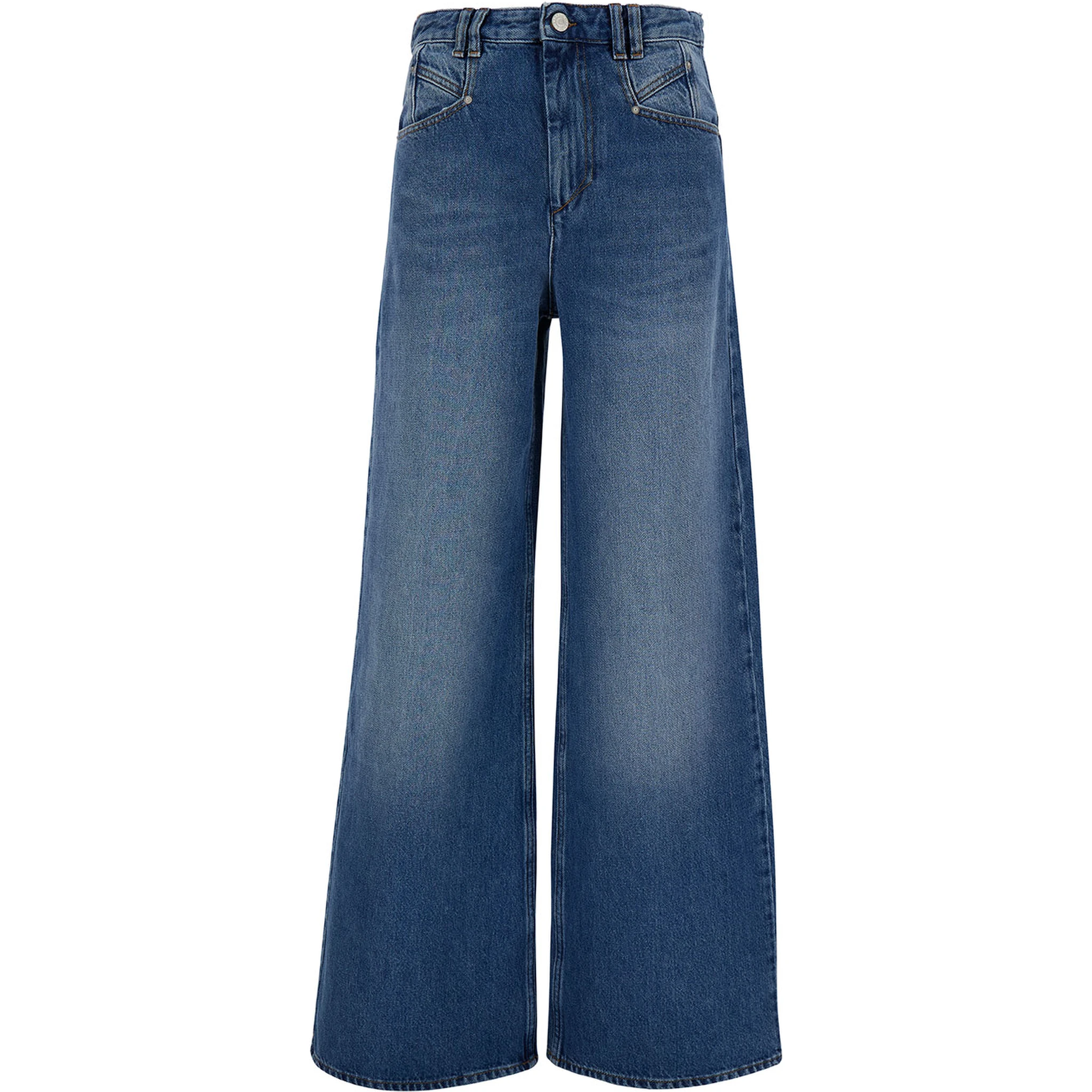 Lemony Light Blue Flared Jeans with Logo Patch in Cotton Denim Woman