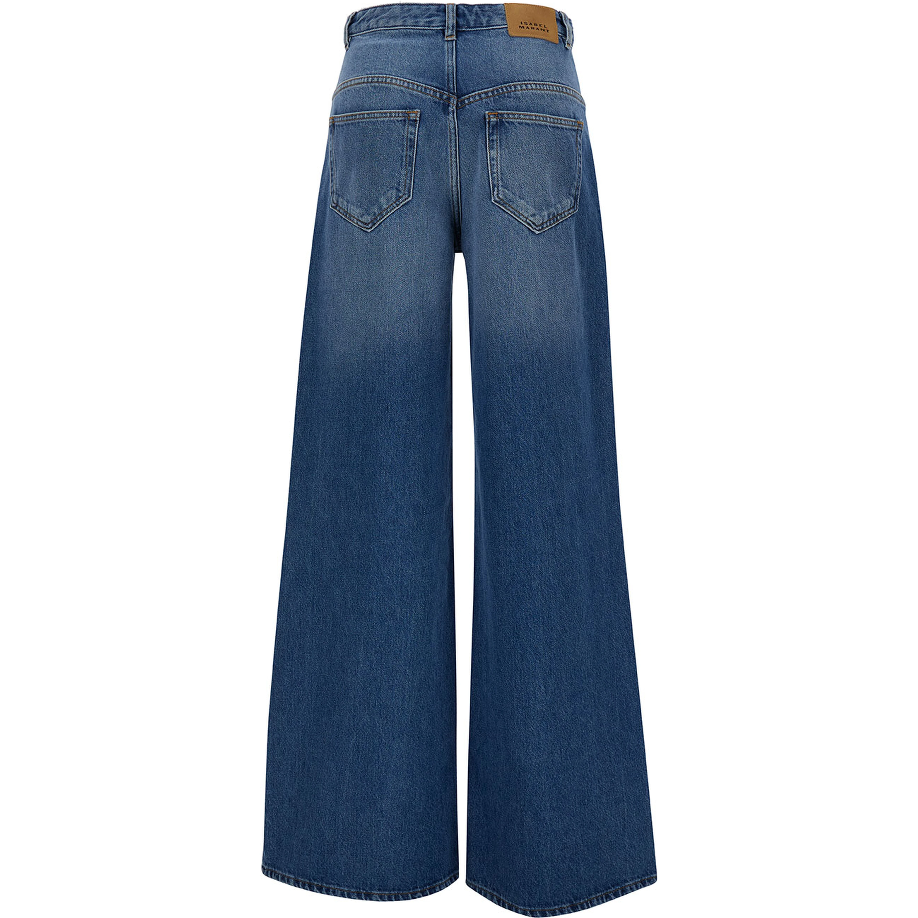 Lemony Light Blue Flared Jeans with Logo Patch in Cotton Denim Woman