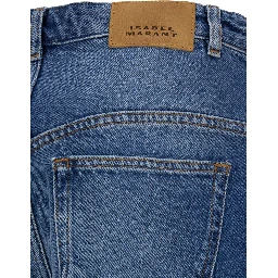 Lemony Light Blue Flared Jeans with Logo Patch in Cotton Denim Woman