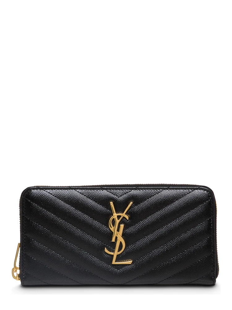 Black Leather Monogram Wallet