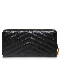 Black Leather Monogram Wallet