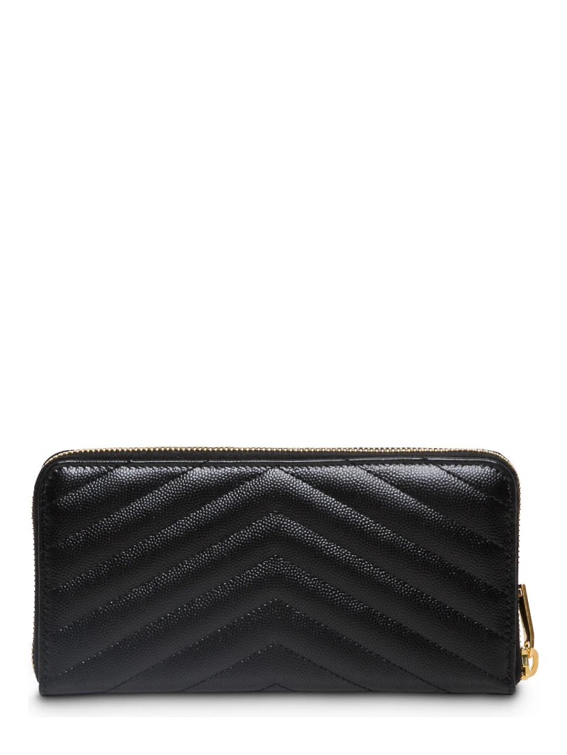 Black Leather Monogram Wallet